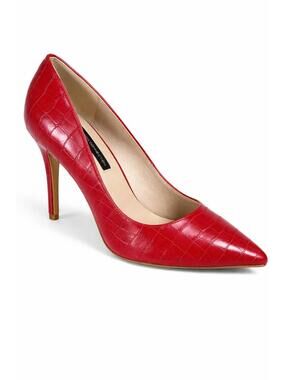 French Connection Red Croc Embossed Pointed Toe Heels Size 7.5 NWB